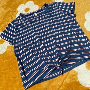 navy blue striped crop top🫐